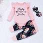 Baby Girls Letter Printed Romper & Pants & Headband Baby Wholesale