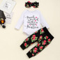 Baby Girls Letter Printed Romper & Pants & Headband Baby Wholesale