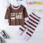 Toddler Girls Striped Letter Print Heart Top & Pants Girls Clothes Wholesale