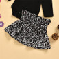 Baby Girls Solid Long Sleeve Romper & leopard Skirt & Headband Wholesale