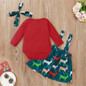 Baby Girls Long Sleeve Solid Romper & Elk Print Skirt Sets Babywear Wholesale