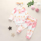 Baby Girls Tie Dye Long Sleeve Romper & Trousers & Headband