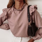 O Neck Long Puff Sleeve Blouse Shirt