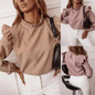 O Neck Long Puff Sleeve Blouse Shirt