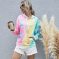 Long sleeve loose hooded tie-dye sweatshirts top