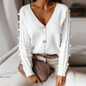 V Neck Sexy Sweater Women Button Knit Cardigan