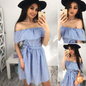 Women's sexy one-shoulder-stripe dress