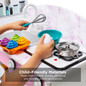 Kids Pretend Play Kitchen Cook Toy Set w/ Chalkboard, Sounds, Accessories