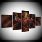 Canvas Wall Art Home Decor Pictures 5 Pieces Hindu Ganesha Paintings Elephant Head God Posters HD Printed