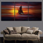 Canvas Painting Living Room Wall Art 3 Piece Sea Colorful Boat And Sunlight Landscape Picture Home Decor