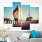 Canvas Wall Art Beach Boat Canvas Painting Home Decor Modular Painting The Wall Print 4 Pieces