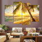4 Pcs Canvas Art Painting Sunshine Coast Sand HD Printed Wall Art Home Decor Poster Wall Pictures Living Room