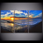 3 Piece Canvas Painting Beach Waves Dusk Clouds HD Poster And Prints Painting Living Room