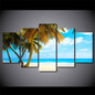 5 Pieces Canvas Painting Printed Tropical Paradise Beach Palms Wall Art Print Painting Home Decor