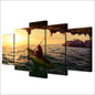 5 Piece Canvas Art HD Print Kayak Girl Sailing Sunset Painting Living Room Wall