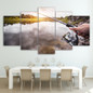 HD Printed 5 Piece Canvas Art Canvas Lake Fishing Rod Painting Wall Pictures Living Room Modern