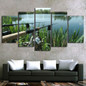 HD Printed 5 Piece Canvas Art Fishing In The Lake Painting Wall Pictures Living Room