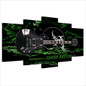 HD Printed 5 Piece Canvas Art Black Guitar Music Painting Wall Pictures Living Room Modern