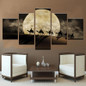 Wall Picture Print Painting Modular 5 Panel Full Moon Desert Poster Canvas Art Living Room Home Decoration