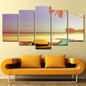 HD Printed 5 Piece Canvas Art Sunset Seascape Painting Wall Pictures Living Room Beach View Poster