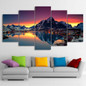 HD Printed 5 Piece Canvas Art Sunset Lake Mountain Scenery Painting Wall Pictures Living Room