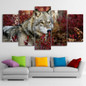 Canvas Paintings Printed 5 Pieces Flower Forest Nature Wolves Wall Art Canvas Pictures Living Room