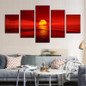 Modular Pictures 5 Panels Sunrise Sunset Sea Red Canvas Painting Wall Art Picture Home Decoration Pictures