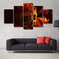 HD 5 Piece Canvas Art Printed Red Roses Skull Painting Canvas Print Room Decor Print Poster Picture