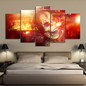 HD Print 5 Piece Canvas Art Golden Skull in Spark Posters and Prints Modular Sunset Pictures Wall Art Canvas Painting