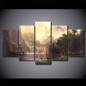 Canvas Wall Art Pictures Poster 5 Pieces Mountain Lake Natural Landscape Animal Deers HD Printed Painting