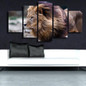 Modern HD Printed Paintings Modular Posters 5 Panel Animal Lion Tableau Wall Art Pictures Canvas
