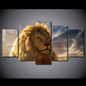 Canvas Art Modular Poster Wall HD Printed Modern 5 Panel Animal Lion Pictures Painting