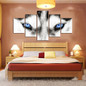 Canvas HD Print Pictures Wall Art 5 Panel White Wolf With Blue Eyes Paintings Modular Animal