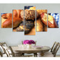 Living Room Or Kitchen HD Printed Modular Canvas 5 Panel Delicious Bread Wall Art Painting Pictures