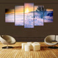 HD Paintings On Canvas 5 Pieces Winter Snow Landscape Modular Vintage Pictures Wall Art