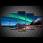 Modern Canvas Picture HD Printed Wall Art 5 Pieces Aurora Sand Beach Coast Night Scene Living Room