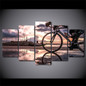 Canvas Wall Art Picture Kitchen Restaurant 5 Pieces Bicycle Sunshine Buildings Landscape HD Print