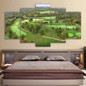 HD Printed Pictures Canvas Wall Art 5 Pieces Golf Course Green Aerial View Painting