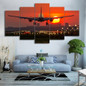 Canvas Pictures 5 Pieces Plane Red Sunset Paintings HD Prints Landscape Poster Modular Wall Art