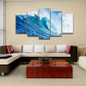 HD Pictures Modern Wall Art Printed Canvas Painting 5 Pieces Blue Sea Wave Seascape