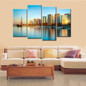 4 Panels Landscape Paris Seine River Harbor Buildings Canvas Wall Art Painting