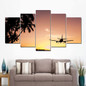 Canvas Paintings Wall Art HD Prints Pictures 5 Pieces Airplane Modular Sunset Trees Seascape