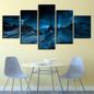 Canvas Painting Wall Art 5 Pieces Blue Aurora Snow Mountain Modern HD Printed Night Scene Pictures