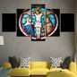 HD Printed Canvas Wall Art 5 Panel Cross Jesus Christ Pictures Modular Painting