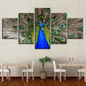 Wall Art HD Prints Canvas Paintings 5 Pieces Blue Stunning Peacock Pictures Animals