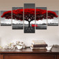 Modern Canvas  Pictures HD Prints 5 Pieces Red Tree Red Bench Landscape Wall Artwork Painting
