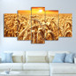 5 Pieces Canvas Wall Art Red Golden Wheat Classes HD Painting Printed Poster