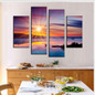 Modern Canvas Painting HD Printed Wall Art Pictures 4 Pieces Sunset Glare River Landscape  Room