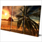 HD Printed Pictures Canvas Wall Art 3 Pieces Sunset Tropical Island Beach Coconut Trees Posters