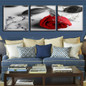 Modern Canvas Pictures HD Printed Wall Art 3 Pieces Red Rose Flower